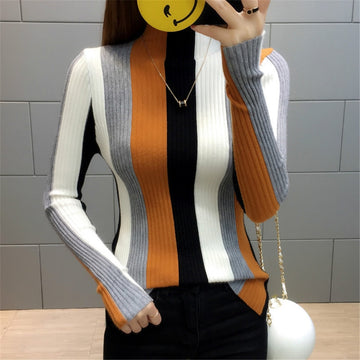 Jumper Stripe Contrast Knitted Pullover