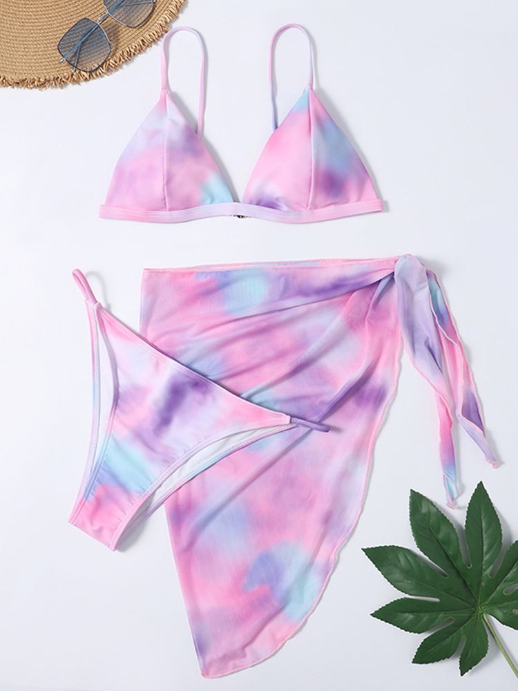 Three Pieces Bikini Set Tie-Dye Swimwear